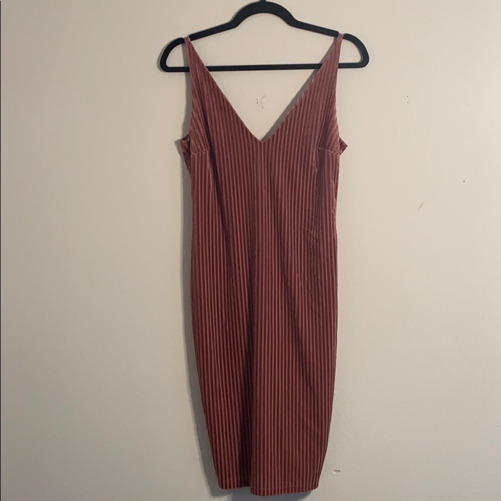 Bodycon stripped sheer/ velvet dress blush color